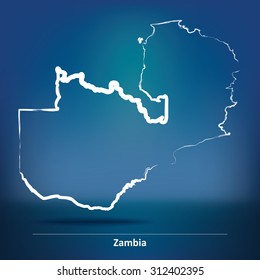 Doodle Map of Zambia - vector illustration