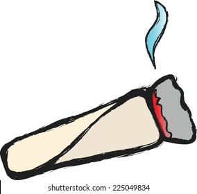 Doodle Marijuana Joint isolated on white