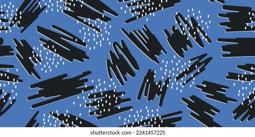 Doodle marker and dots on seamless wallpaper. Vector print and pattern for various surfaces and stylish illustration.