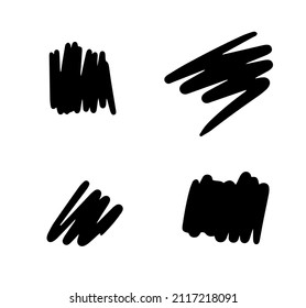 Doodle marker square cross black sketch set. Pencil mark vector illustration. Hand drawn simple elements on white background. Cool hand drawn graphic print.