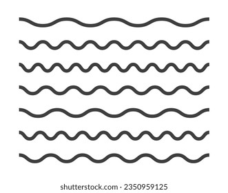 Doodle marker wavy line set. Simple outline icons.