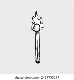 Doodle of Match sign. Fire symbol icon.vector illustration