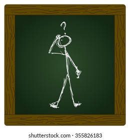 Doodle of a matchstick man with a question mark above his head