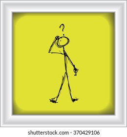 Doodle of a matchstick man with a question mark above his head