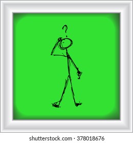 Doodle of a matchstick man with a question mark above his head
