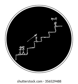 Doodle of matchstick men climbing some stairs