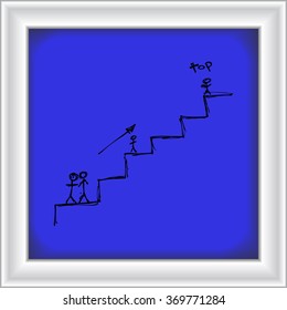 Doodle of matchstick men climbing some stairs