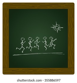 doodle of matchstick men playing in the sunshine