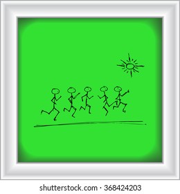 doodle of matchstick men playing in the sunshine