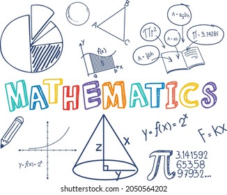 Doodle Math Font With Math Objects Illustration