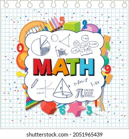 Doodle math formula with Mathematics font illustration