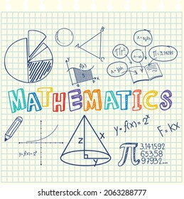 Doodle math formula with Mathematics font illustration