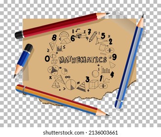 Doodle-Mathematik-Formel mit Mathematik-Schriftart auf Notizbuchseiten-Illustration