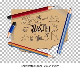 Doodle math formula with Mathematics font on notebook page illustration