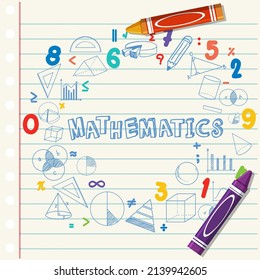 Doodle math formula with Mathematics font on notebook page illustration