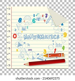 Doodle Math Formula With Mathematics Font On Notebook Page Illustration