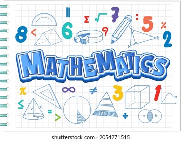 Doodle math formula on notebook page illustration