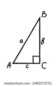 Doodle math and geometry icon, simple style symbol hand drawn with thin line