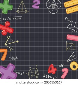 Doodle math objects border illustration