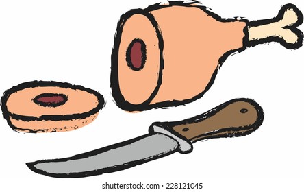 doodle meat and knife
