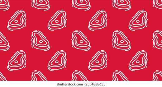 doodle meat pattern background. doodle steak pattern background. Beef Meat Seamless Pattern background.