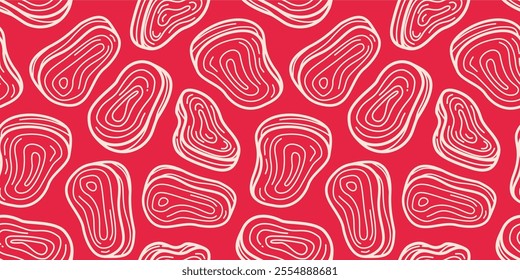 doodle meat pattern background. doodle steak pattern background. Beef Meat Seamless Pattern background.