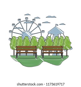 doodle mechanical ride carnival games landscape