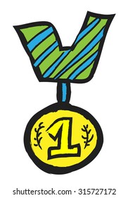 doodle medal, vector illustration