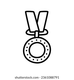  doodle medals. Blank template hand drawn black and white vector illustration.