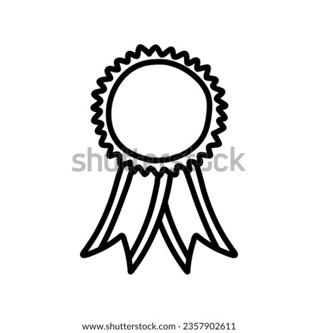  doodle medals. Blank template hand drawn black and white vector illustration.