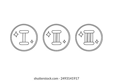 Doodle medals Roman numerals vector set. Black and white illustration. Prizes, winner awards first, second and third places. Outline hand drawn medals isolated elements