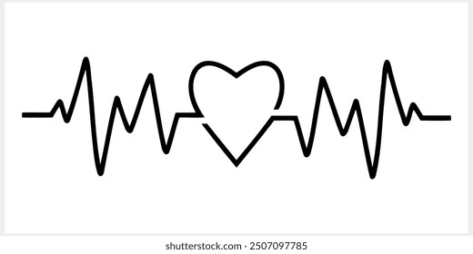 Doodle medicine heart with graph beat icon isolated. Sketch vector stock illustration