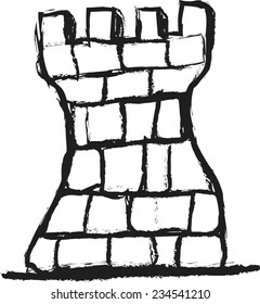 doodle medieval tower vector icon