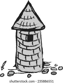 doodle medieval tower vector icon