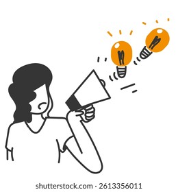 doodle megaphone bulb idea icon