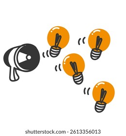 doodle megaphone bulb idea icon