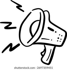 Doodle megaphone fazendo anúncio ou gritando com ondas de som