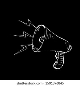  Doodle of Megaphone on black background, Business concept Digital marketing for website, vector illustration 