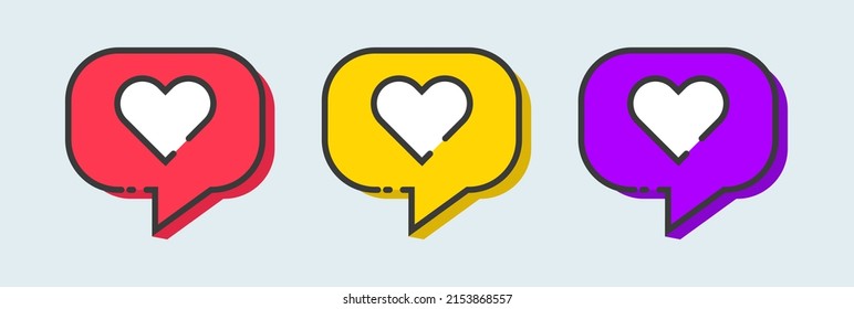 Doodle message bubble with heart icon. Like social media icon vector illustration.