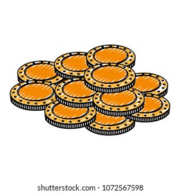 doodle metal gold coins cash money