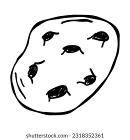 Doodle Meteorite Or Asteroid With Craters. Hand Drawn Illustration