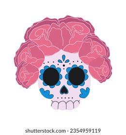 Doodle Mexican traditional sugar skull.