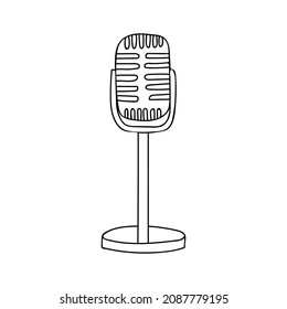 Doodle microphone icon in vector. Hand drawn microphone icon in vector. Doodle microphone illustration in vector