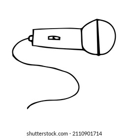 Doodle Mikrofon für Karaoke. Vektorsymbol im Skizzenstil.