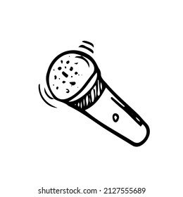Doodle microphone for karaoke. Vector icon in sketch style. Isolated music illustration