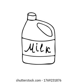 Doodle milk container icon in vector. Hand drawn milk container in vector isolated on white. Doodle milk jug in vector