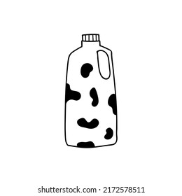 Doodle milk container illustration in vector. Hand drawn milk container in vector isolated on white. Doodle milk jug in vector
