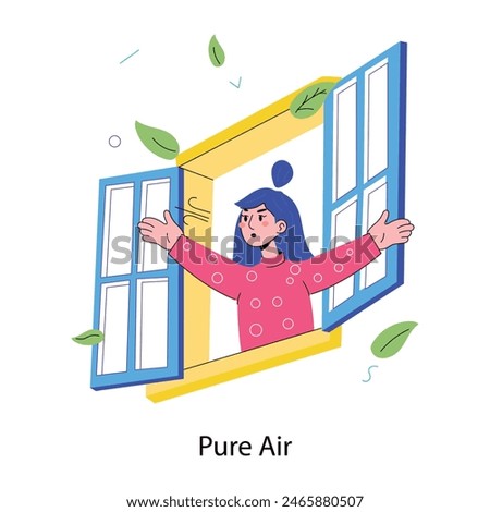 A doodle mini illustration of breathing pure air 