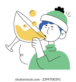 Here’s a doodle mini illustration depicting drinking wine 