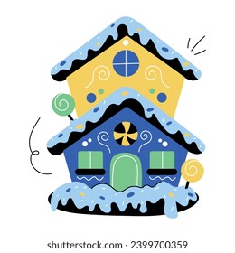 A doodle mini illustration of gingerbread house 